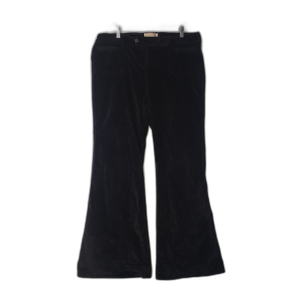 Vintage London Jean Black Velour Stretch Wide Leg Pants Trousers Womens Size 14